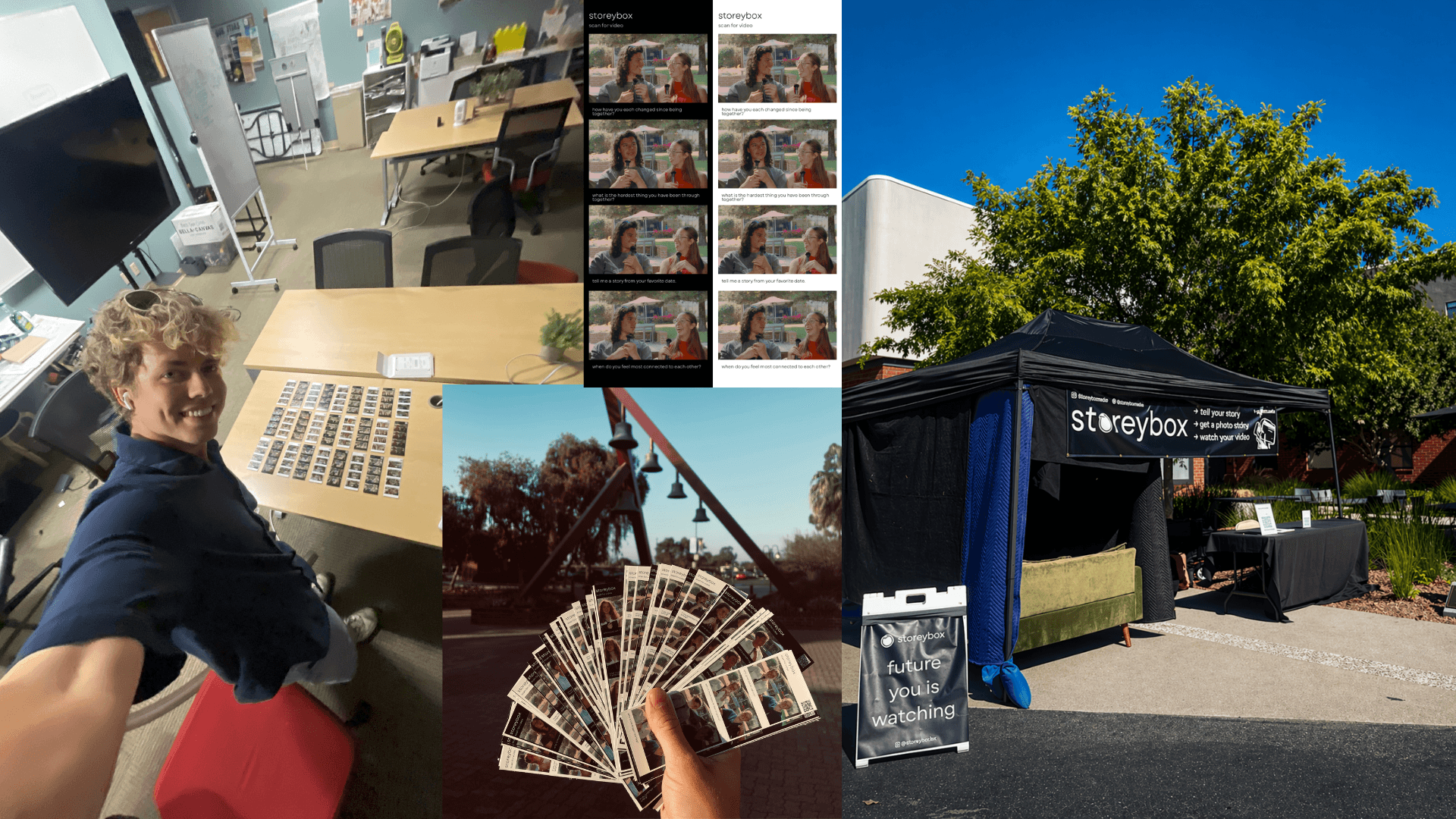 People using the storeybox booth at a pop-up